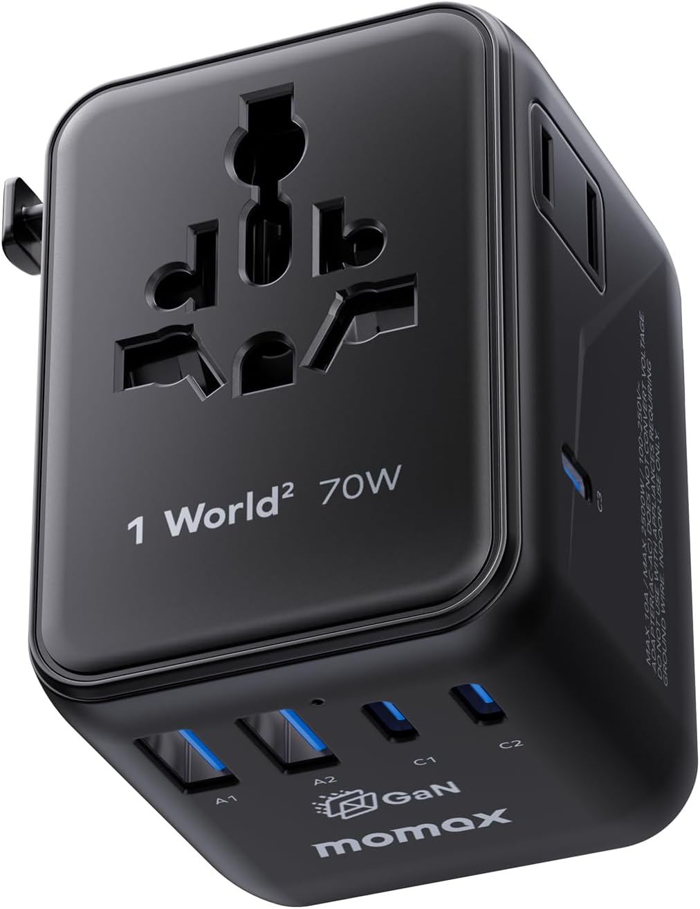 MOMAX 70W Universal Travel Adapter 7-in-1 GaN International Power Adapter