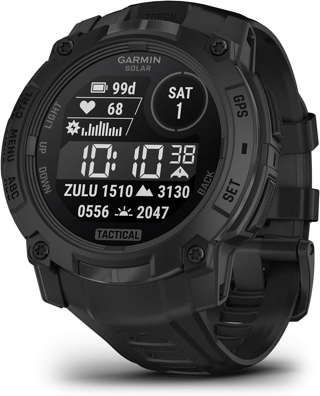 Garmin Instinct® 3 Tactical, Solar, 45mm, Black | Outdoor GPS Smartwatch, Solar Charging, Dedicated Tactical Features, Metal-Reinforced Bezel, Built-In Flashlight